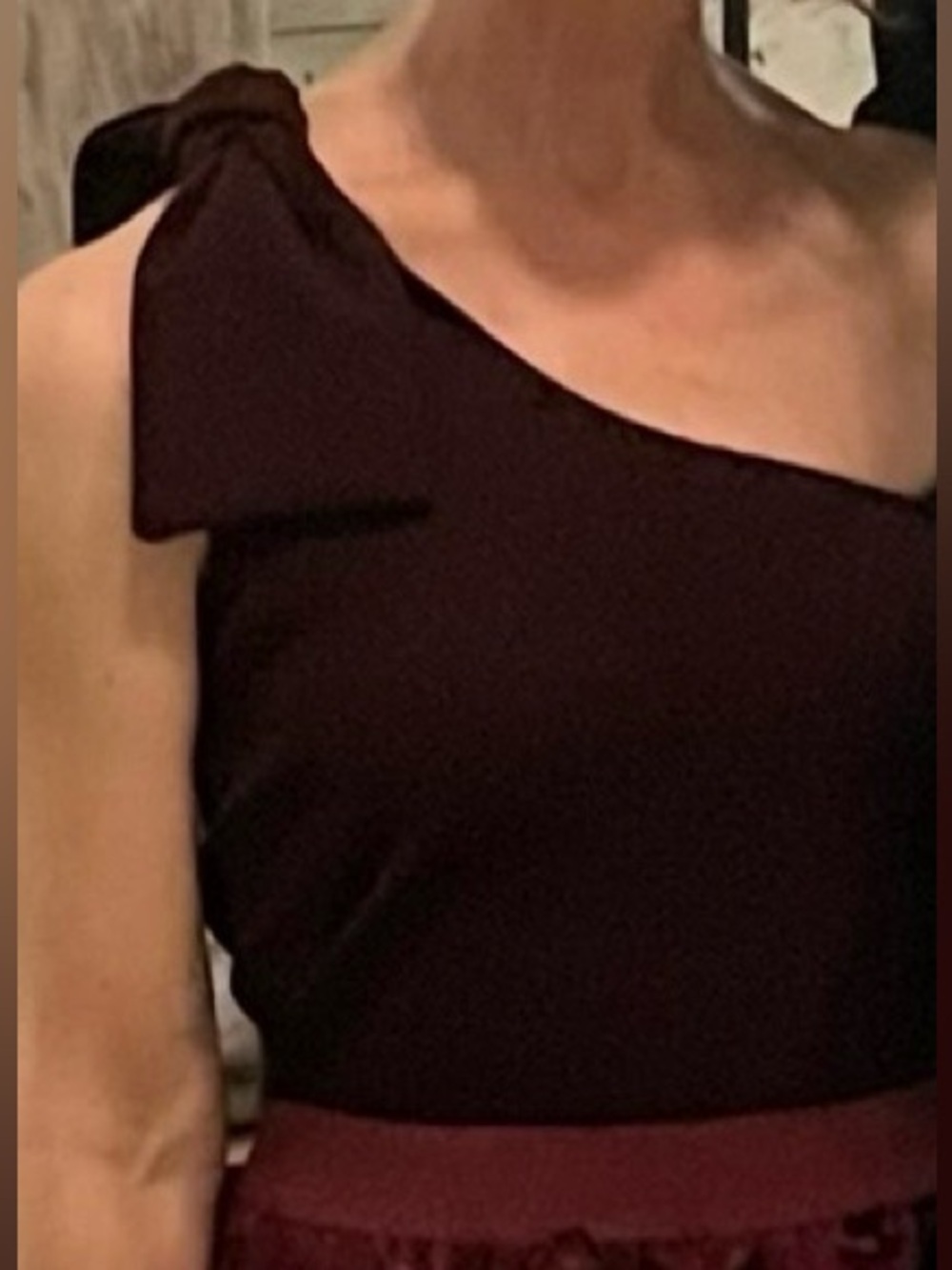 bishop + young One-Shoulder Bow Top - Burgundy